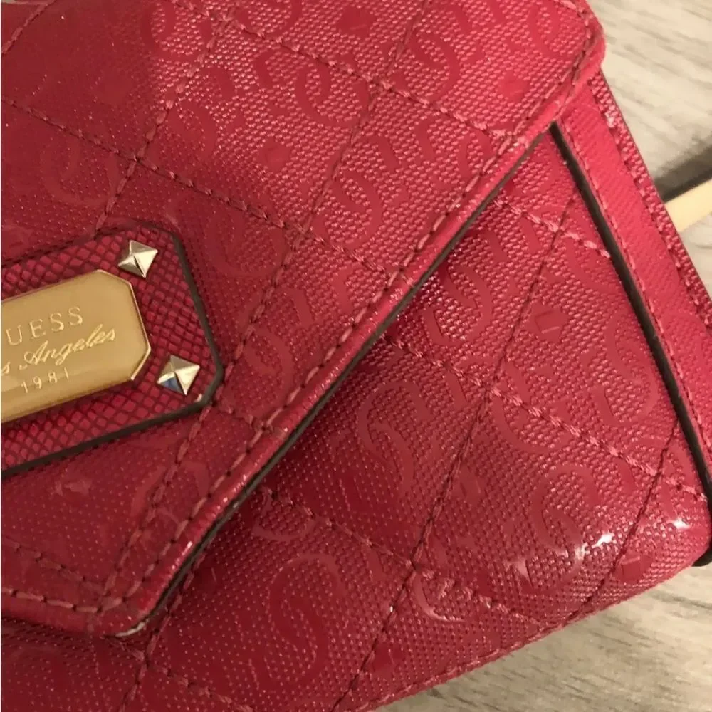 Guess Deep Pink Monogram Crossbody